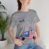 Freedom and Fireworks Patriotic Truck Let's Get Lit on the 4th of July Short Sleeve T-Shirt