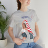 Cute Patriotic and Free Lady Celebrating the 4th of July Short Sleeve T-Shirt