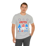 Patriotic Gnomes Sending a Happy 4th of July Short Sleeve T-Shirt