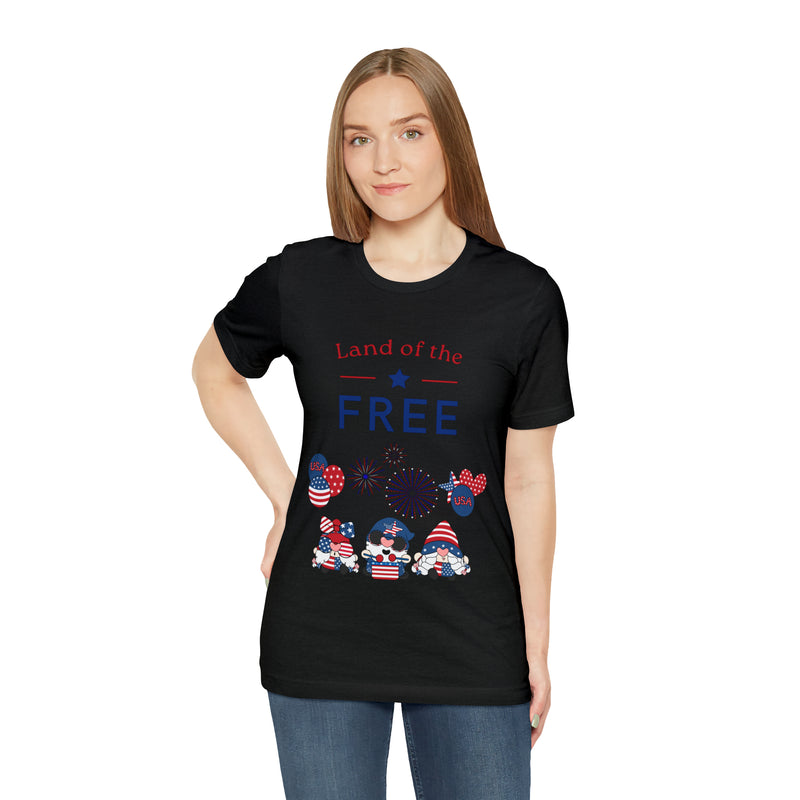 Land of the Free Gnomes Celebrating the 4th of July Short Sleeve T-Shirt