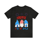 Patriotic Gnomes Sending a Happy 4th of July Short Sleeve T-Shirt