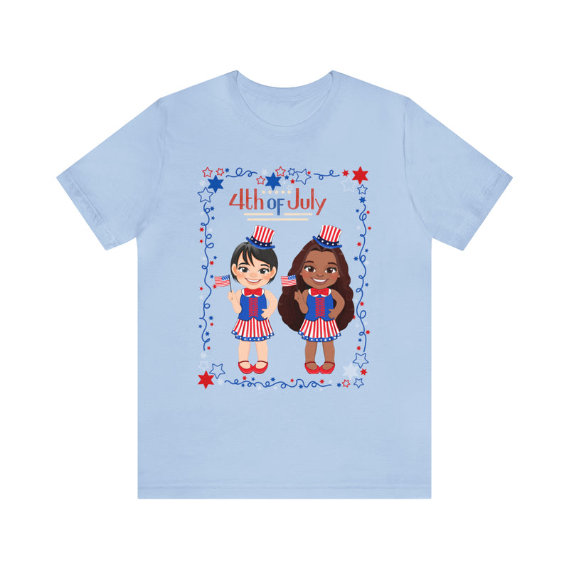 Celebrating 4th of July Patriotic Girls Short Sleeve T-Shirt