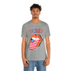 Patriotic Lips Being Funny on the 4th of July Short Sleeve T-Shirt