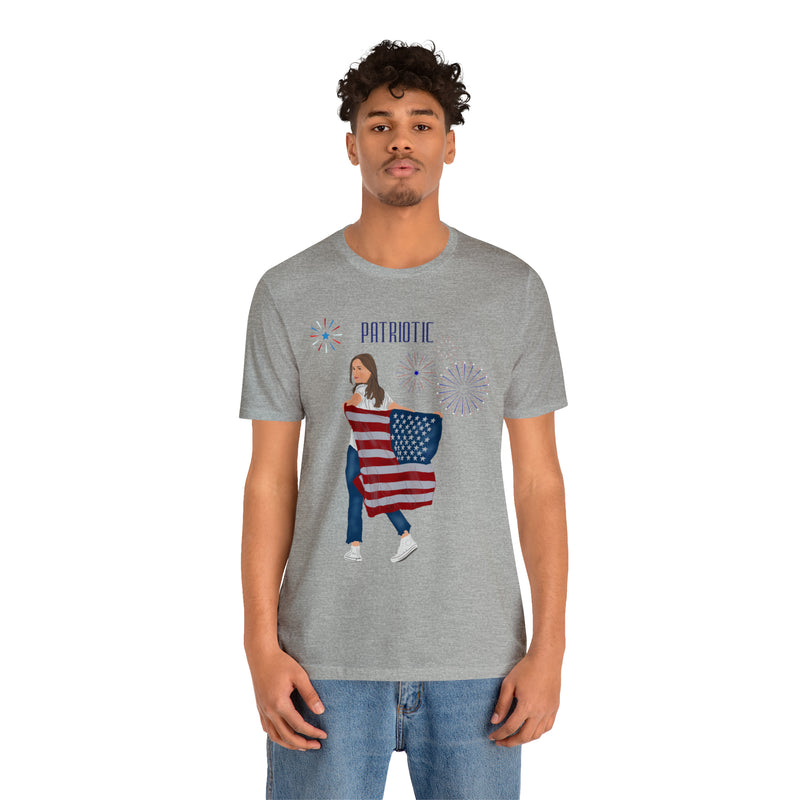 Let's Be Patriotic Flags and Fireworks Lady 4th of July Short Sleeve T-Shirt