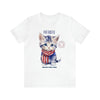 Cute Brave and Free Patriotic Cat on the 4th of July Short Sleeve T-Shirt