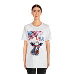 Mother Moo Patriotic USA Cow 4th of July Short Sleeve T-Shirt