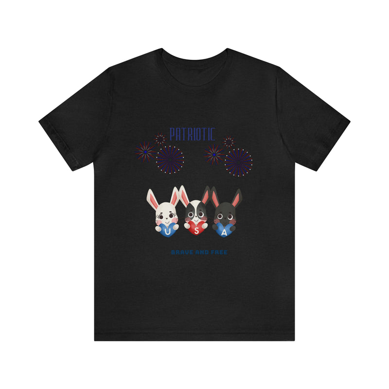 Adorable Patriotic Bunnies Celebrating the 4th of July Short Sleeve T-Shirt