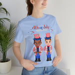 Patriotic and Brave Boys Celebrating 4th of July Short Sleeve T-Shirt