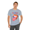 Patriotic Lips Being Funny on the 4th of July Short Sleeve T-Shirt