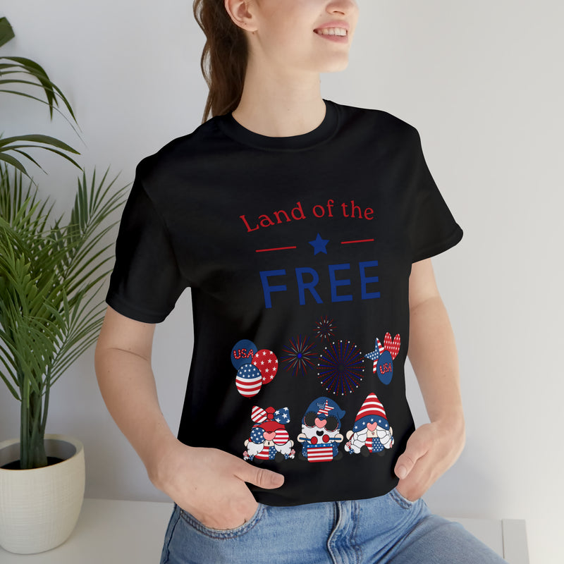 Land of the Free Gnomes Celebrating the 4th of July Short Sleeve T-Shirt