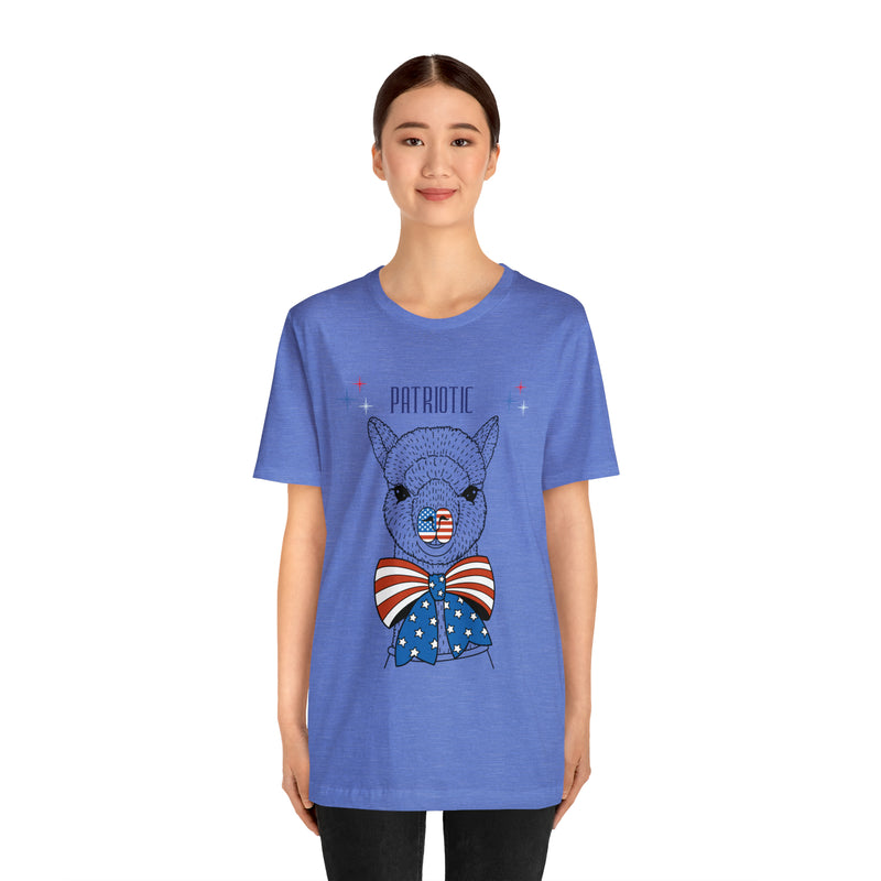 Patriotic Llama Love on the 4th of July Short Sleeve T-Shirt