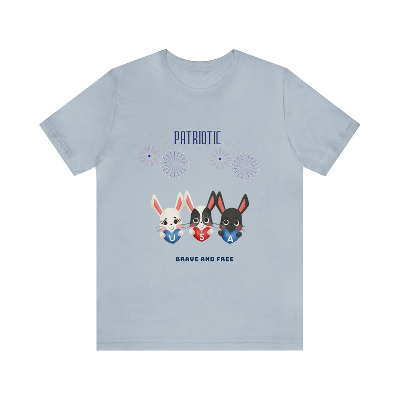 Adorable Patriotic Bunnies Celebrating the 4th of July Short Sleeve T-Shirt