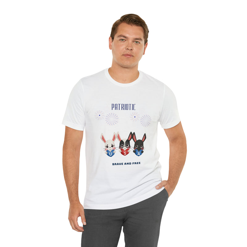 Adorable Patriotic Bunnies Celebrating the 4th of July Short Sleeve T-Shirt