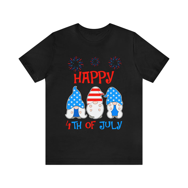 Patriotic Gnomes Sending a Happy 4th of July Short Sleeve T-Shirt