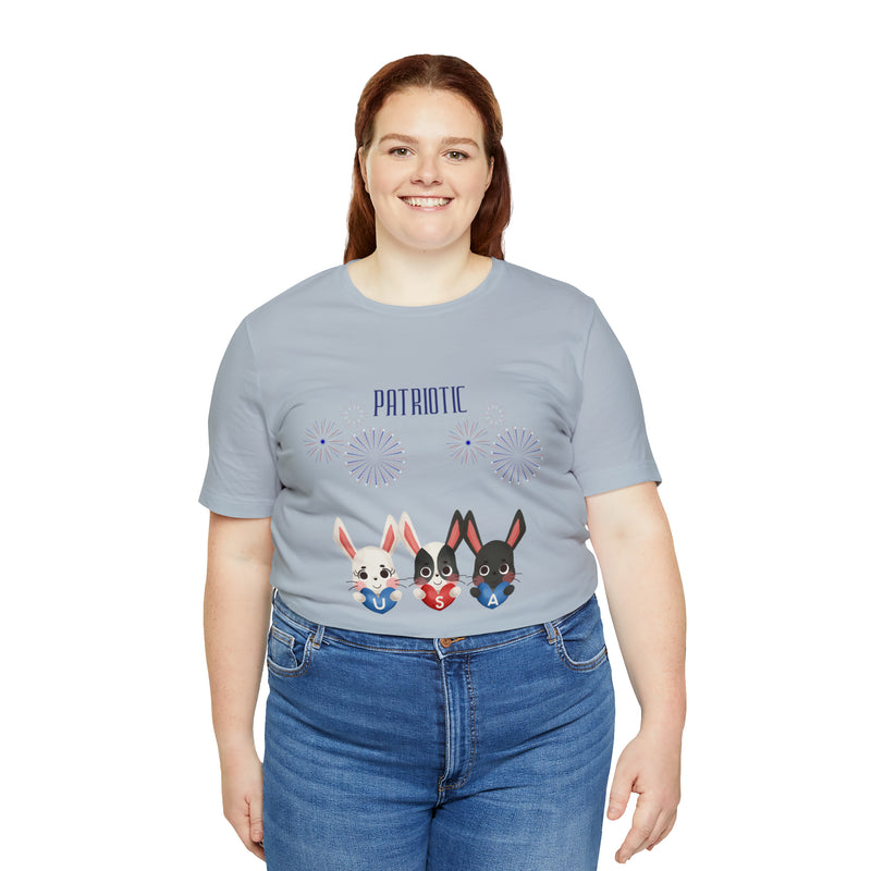 Adorable Patriotic Bunnies Celebrating the 4th of July Short Sleeve T-Shirt