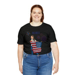 Let's Be Patriotic Flags and Fireworks Lady 4th of July Short Sleeve T-Shirt