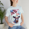 Mother Moo Patriotic USA Cow 4th of July Short Sleeve T-Shirt