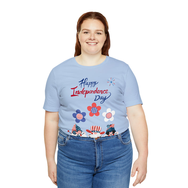 Happy Independence Day From the Rocking Gnome Band Celebrating the 4th of July Short Sleeve T-Shirt