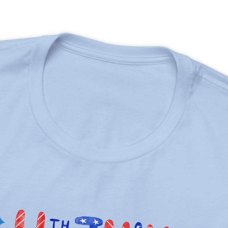 Patriotic Gnome Showing Love on the 4th of July Short Sleeve T-Shirt