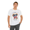 Cute Brave and Free Patriotic Dog on the 4th of July Short Sleeve T-Shirt