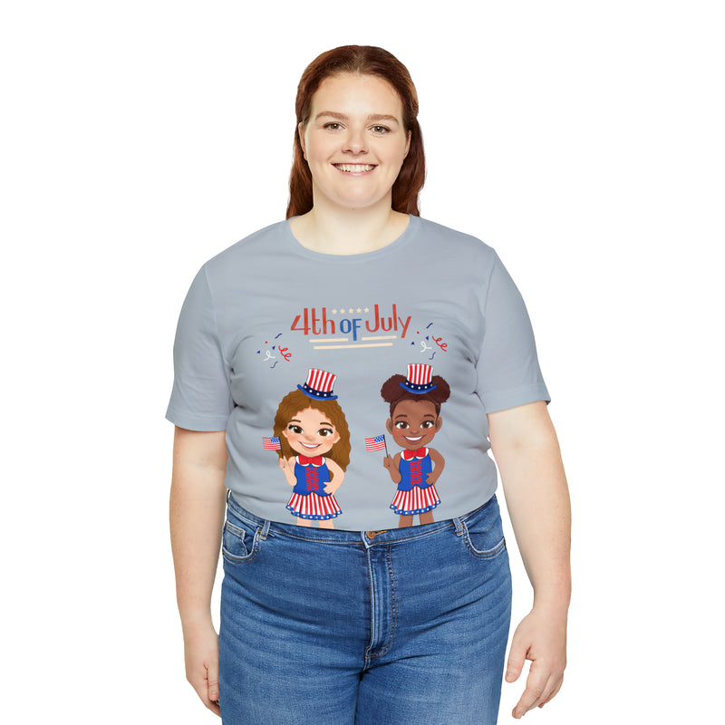 Celebrate With Us Patriotic Girls 4th of July Short Sleeve T-Shirt