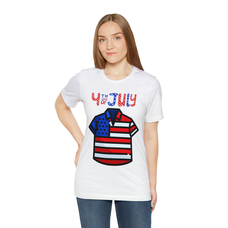 Patriotic Red, White and Blue Casual Shirt 4th of July Short Sleeve T-Shirt