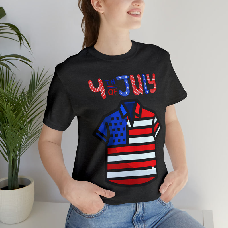 Patriotic Red, White and Blue Casual Shirt 4th of July Short Sleeve T-Shirt