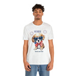 Cute Brave and Free Patriotic Dog on the 4th of July Short Sleeve T-Shirt