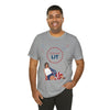 Let's Get Lit Lady Flags and Fireworks 4th of July Short Sleeve T-Shirt