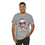 Cute Brave and Free Patriotic Dog on the 4th of July Short Sleeve T-Shirt