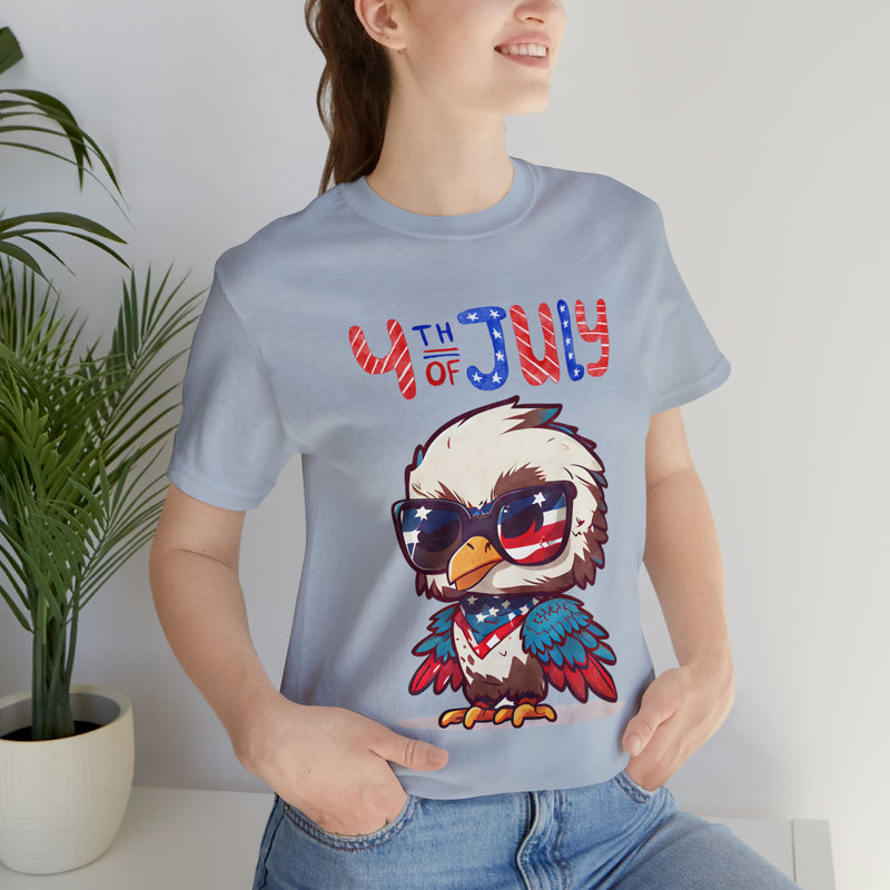 4th of July Little Cool Patriotic Eagle 4th of July Short Sleeve T-Shirt