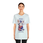 Cute Brave and Free Patriotic Cat on the 4th of July Short Sleeve T-Shirt