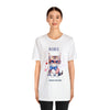 Curious and Cute Brave and Free Patriotic Cat Celebrating the 4th of July Short Sleeve T-Shirt