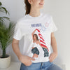 Cute Patriotic and Free Lady Celebrating the 4th of July Short Sleeve T-Shirt