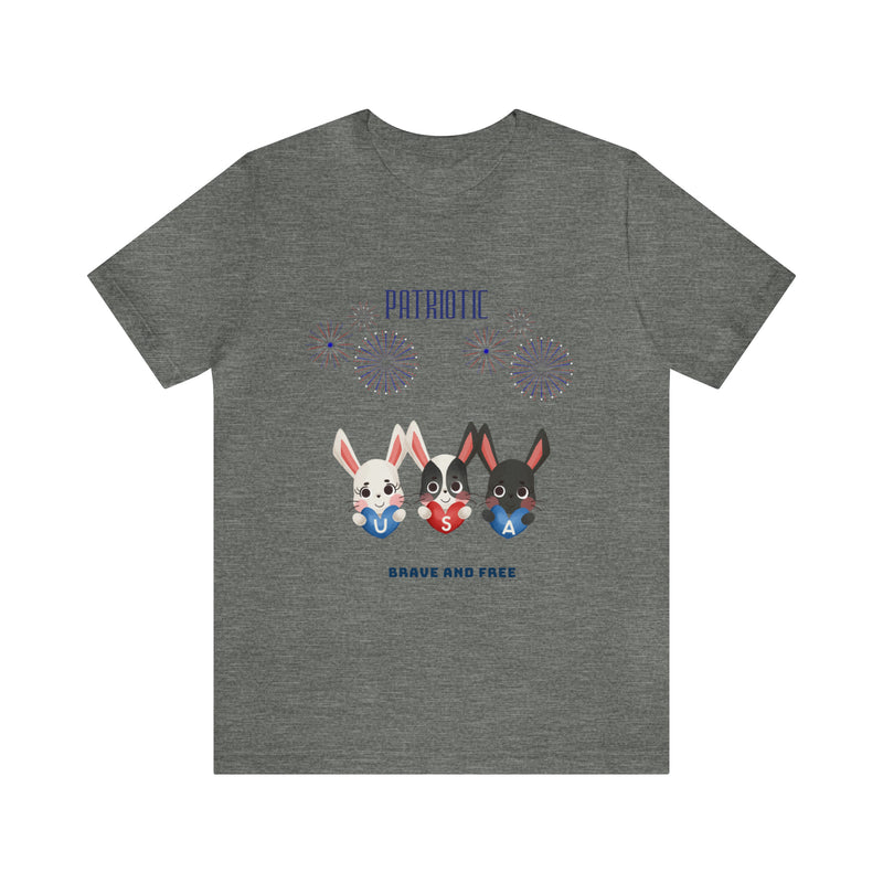 Adorable Patriotic Bunnies Celebrating the 4th of July Short Sleeve T-Shirt