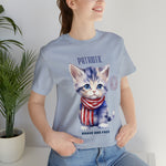 Cute Brave and Free Patriotic Cat on the 4th of July Short Sleeve T-Shirt