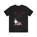 Let's Get Lit Lady Flags and Fireworks 4th of July Short Sleeve T-Shirt