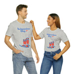 Happy Independence Day Red, White and Blue Cowboy Boots 4th of July Short Sleeve T-Shirt