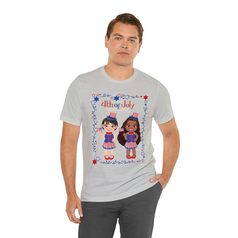 Celebrating 4th of July Patriotic Girls Short Sleeve T-Shirt