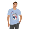 Cute Patriotic Cat Celebrating Freedom in the USA 4th of July Short Sleeve T-Shirt