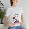 Let's Get Lit Lady Flags and Fireworks 4th of July Short Sleeve T-Shirt