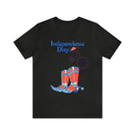 Happy Independence Day Red, White and Blue Cowboy Boots 4th of July Short Sleeve T-Shirt