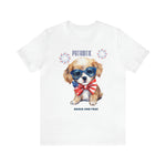 Cute Brave and Free Patriotic Dog on the 4th of July Short Sleeve T-Shirt