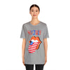 Patriotic Lips Being Funny on the 4th of July Short Sleeve T-Shirt