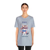 Curious and Cute Brave and Free Patriotic Cat Celebrating the 4th of July Short Sleeve T-Shirt