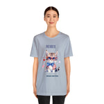 Curious and Cute Brave and Free Patriotic Cat Celebrating the 4th of July Short Sleeve T-Shirt