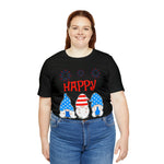 Patriotic Gnomes Sending a Happy 4th of July Short Sleeve T-Shirt