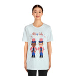 Patriotic and Brave Boys Celebrating 4th of July Short Sleeve T-Shirt