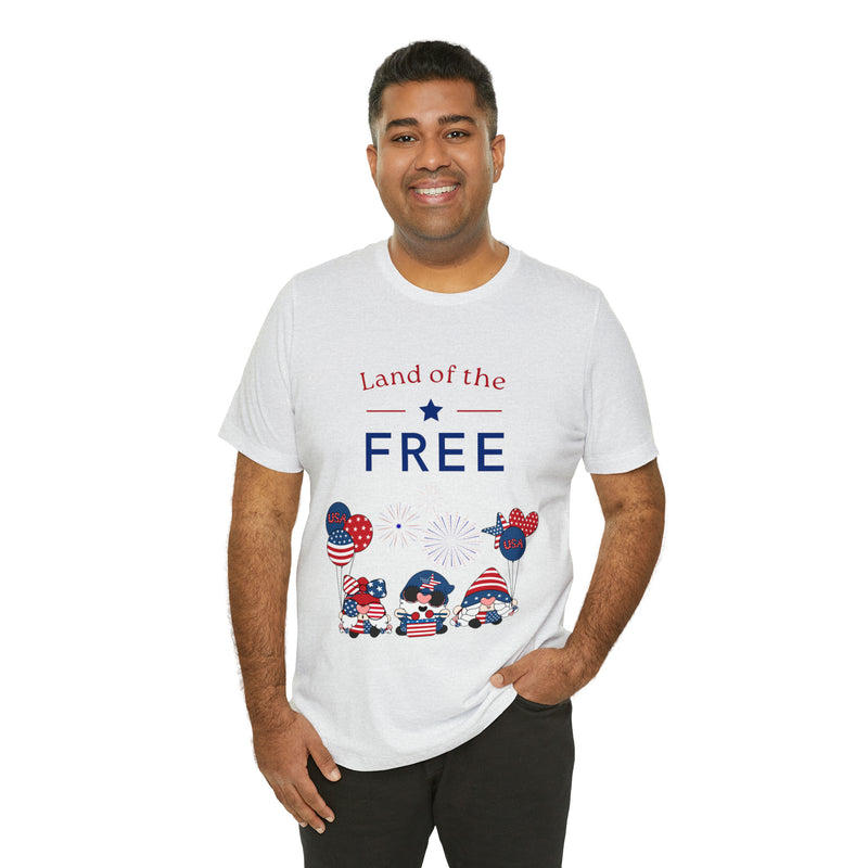 Land of the Free Gnomes Celebrating the 4th of July Short Sleeve T-Shirt