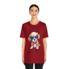 Cute Brave and Free Patriotic Dog on the 4th of July Short Sleeve T-Shirt